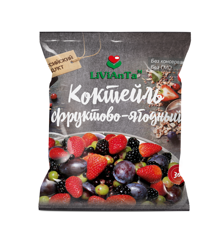 Смесь ягодная LiViAnTa Фруктово-ягодный коктейль, замороженная, 300 г